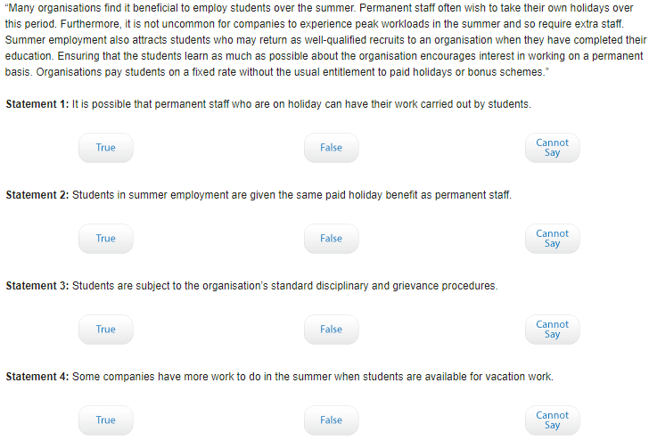 SHL Verbal Reasoning Test Question Example