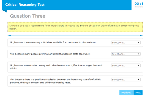 Capp Critical Reasoning Test Example Question