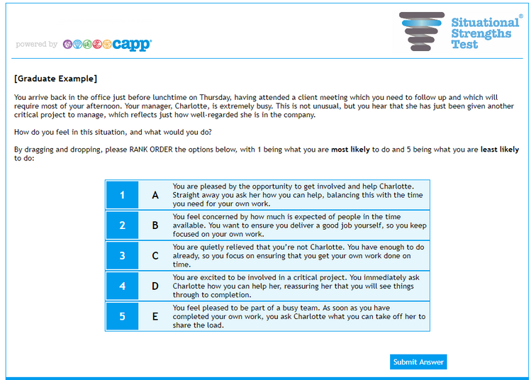 Situational Strengths Test (SST) Example Question