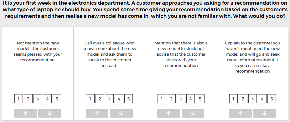 Cubiks Situational Judgement Test (SJT) Sample Question