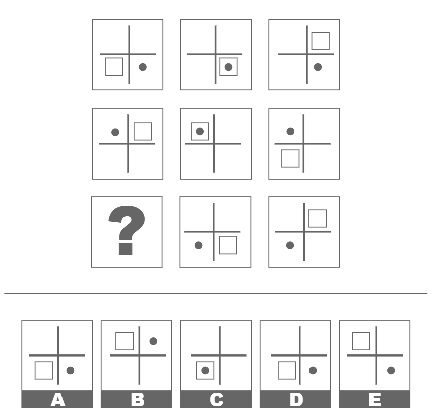 Example of a spatial reasoning question with matrices